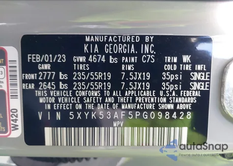 2023 Kia Sportage Sx-Prestige из США, поврежденный, VIN 5XYK53AF5PG098428